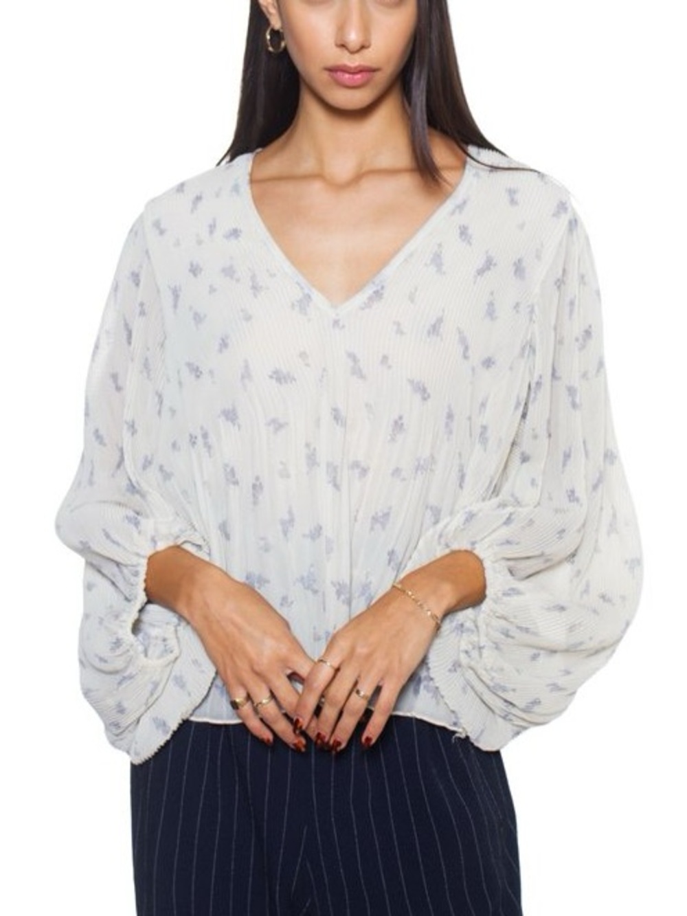 GANNI Pleated Georgette Blouse